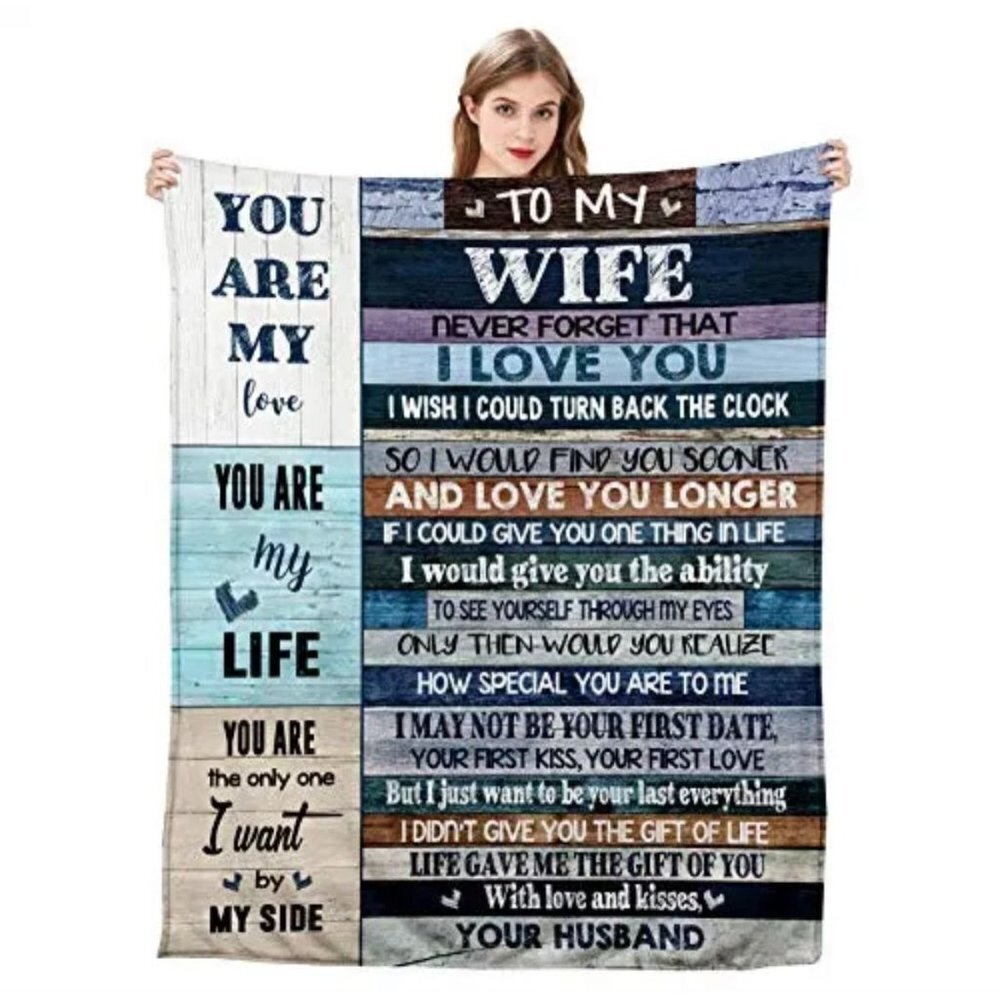 Censiher To My Wife Ultra Soft Micro Fleece Blanket Size 75"X60"
